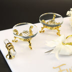 Verlobungstablett | Elegant Ringtablett mit Ringhalter, Schere und Blumendekor | Personalisierbar | eckiges Acryl