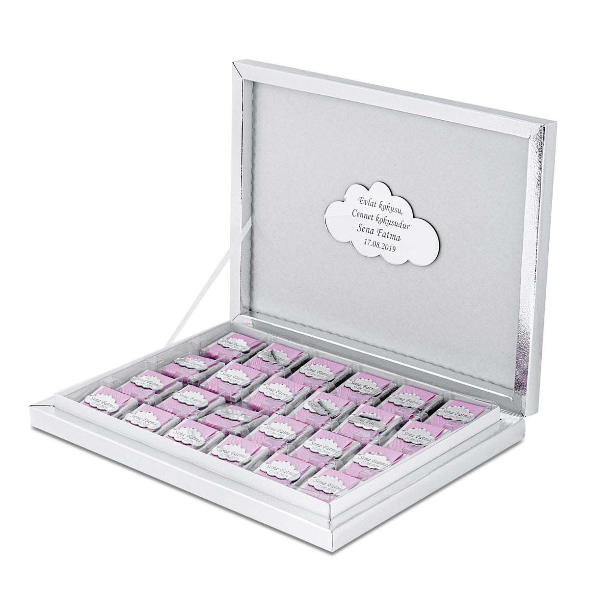 Bebek Çikolatası - Babyshower Schokolade - Pleksi - Bulut - rosa