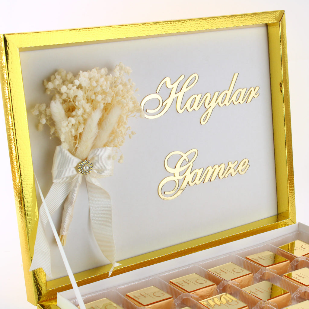 Dubai Pralinen Luxus-Schokoladenbox – personalisiert mit Plexiglas-Gravur