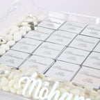 Personalisierte Schokolade | Plexi Schokoladen-Tasche mit Pralinen, Dragees & Süßigkeiten - Prächtig für Verlobung, Hochzeiten & besondere Momente