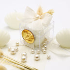 Gastgeschenk | Personalisierbare Muschelkerze mit Perlen & Leinenband – Hochzeit, Verlobung, Babyshower & besondere Anlässe