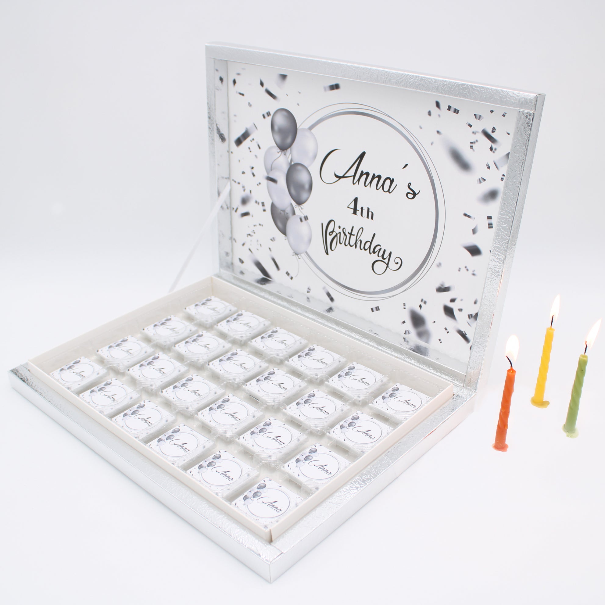 Personalisierte Schokolade - Geburtstag | Ballon & Konfetti Design | Einzigartig & unvergesslich
