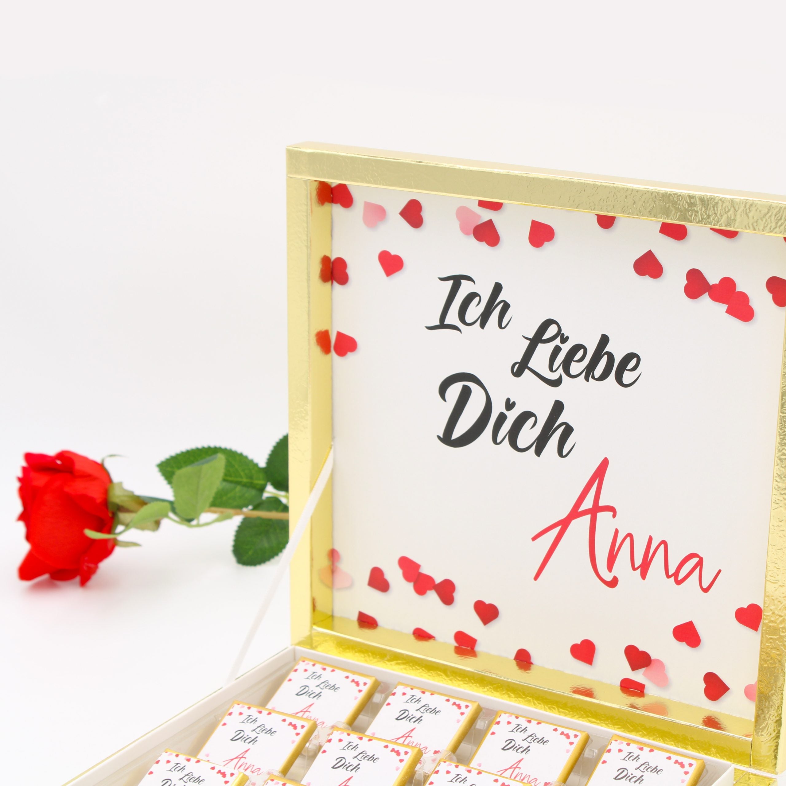 Valentinstag Schokolade - schwebende Herzen - Etiket - HALAL