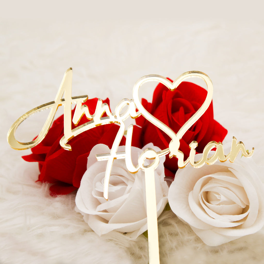 Tortenaufsatz - Valentinstag - Zarte Herzen - Cake Topper - Sevgililer günü İsimlik - Acrylglas