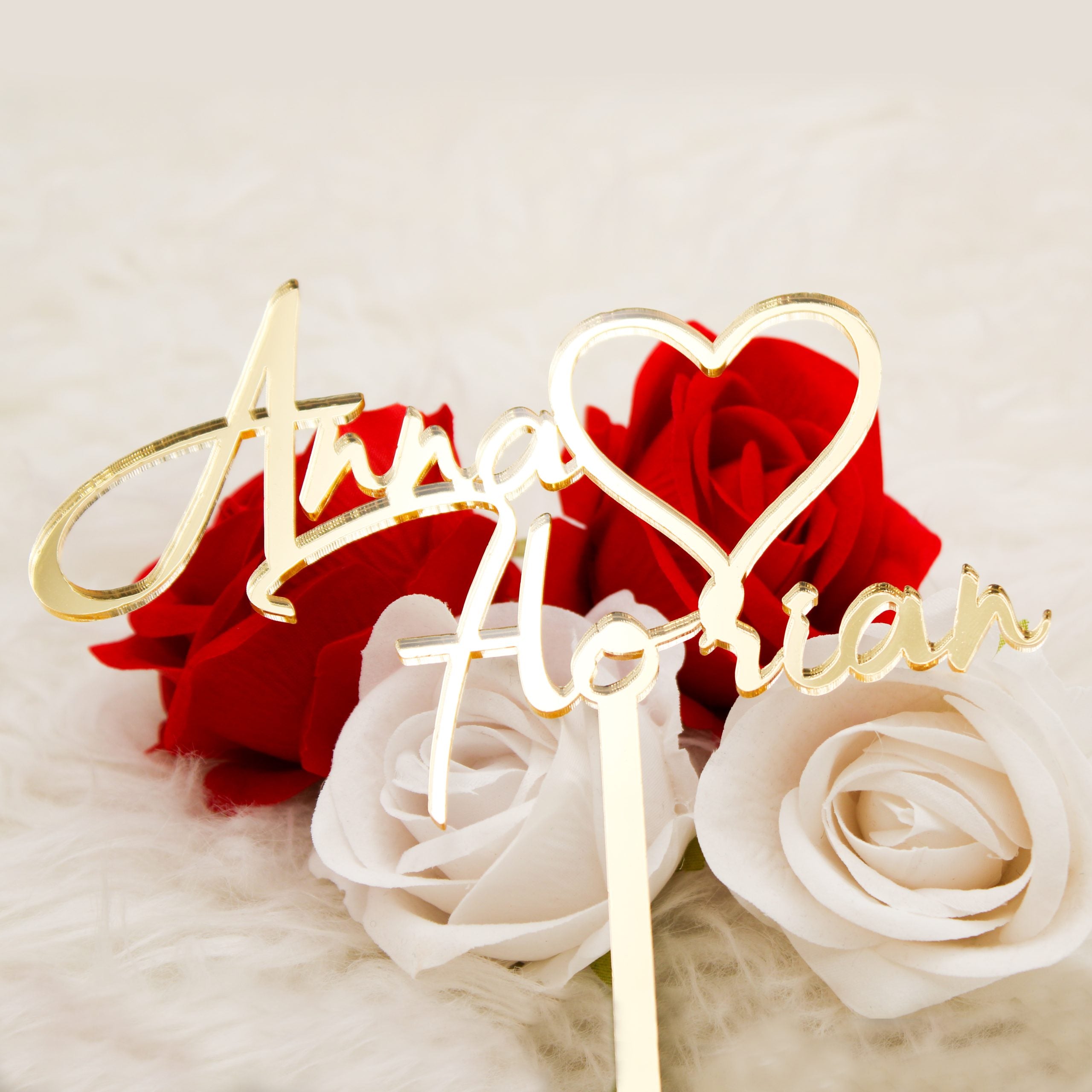 Tortenaufsatz - Valentinstag - Zarte Herzen - Cake Topper - Sevgililer günü İsimlik - Acrylglas