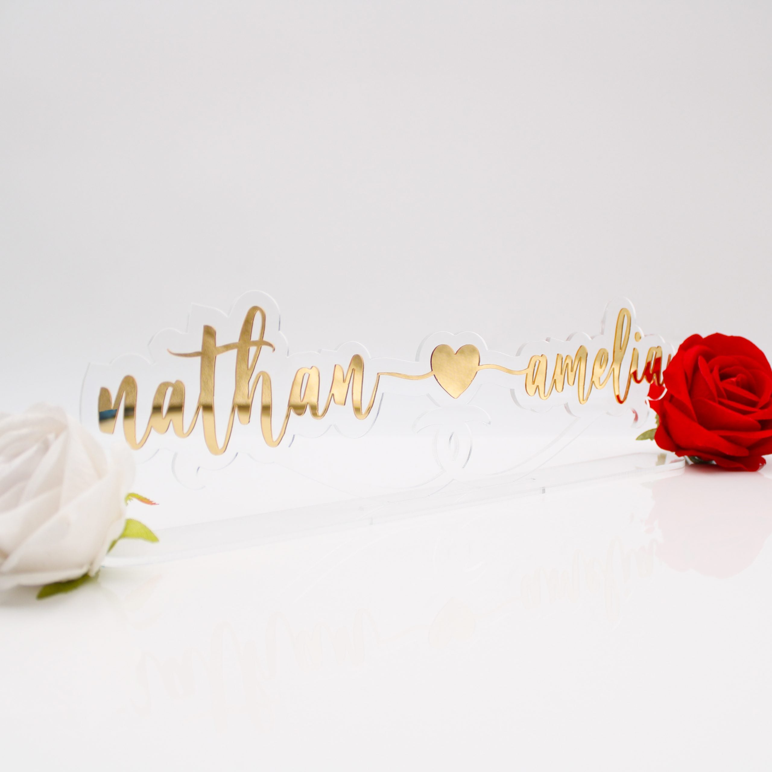 Namensschild - Valentinstag - Liebesband - Verlobungs Namensständer - İsimlik - Acrylglas