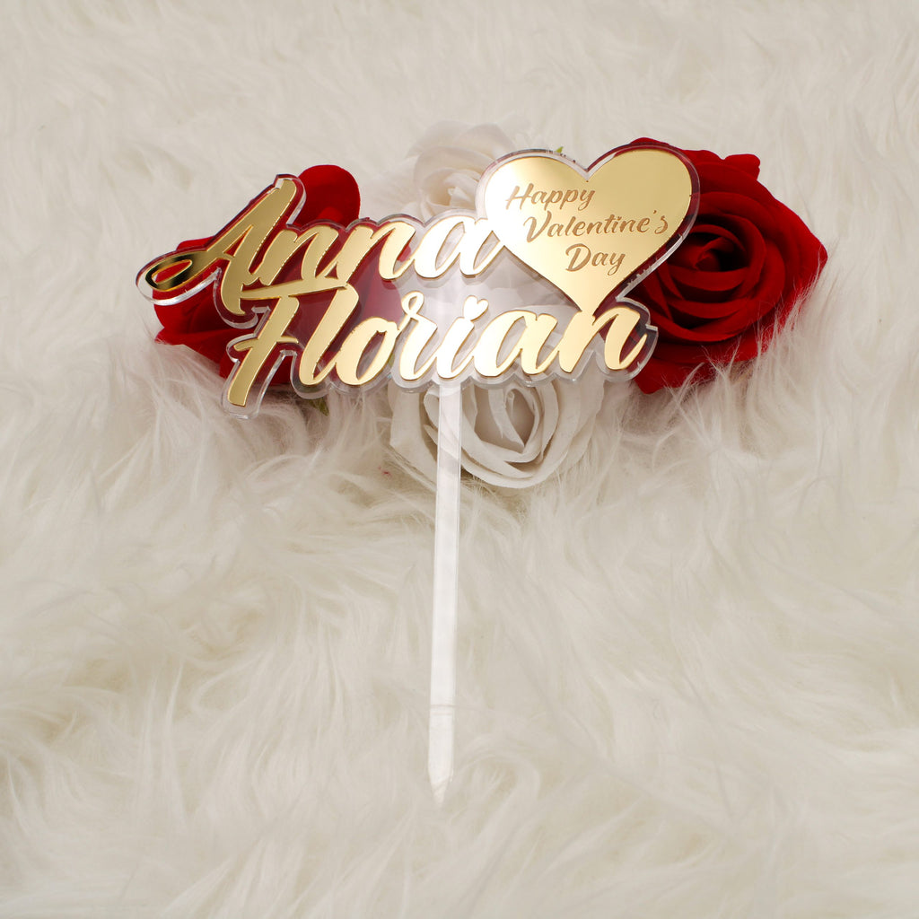 Tortenaufsatz - Valentinstag - Spuren der Liebe - Cake Topper - Sevgililer günü İsimlik - Acrylglas