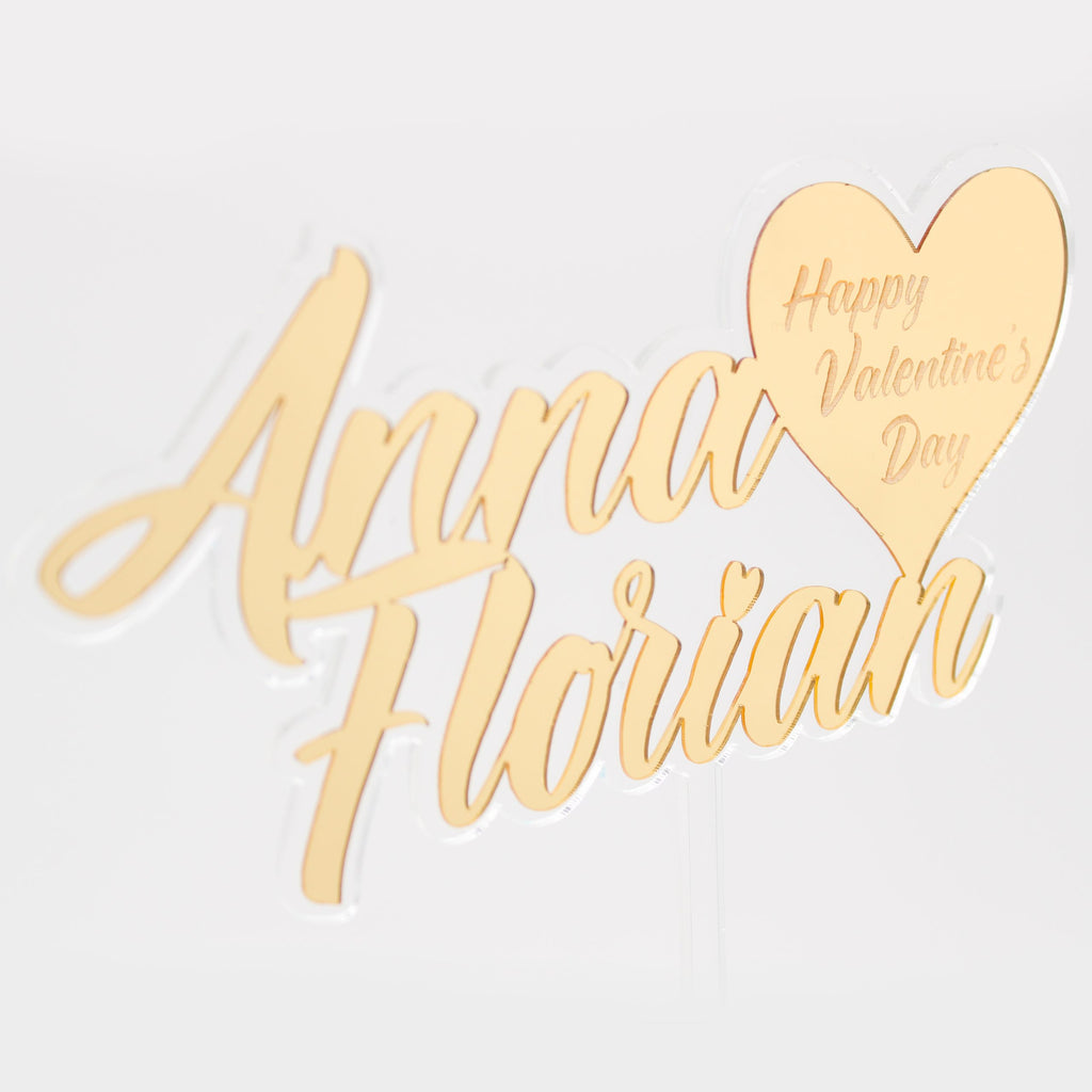 Tortenaufsatz - Valentinstag - Spuren der Liebe - Cake Topper - Sevgililer günü İsimlik - Acrylglas