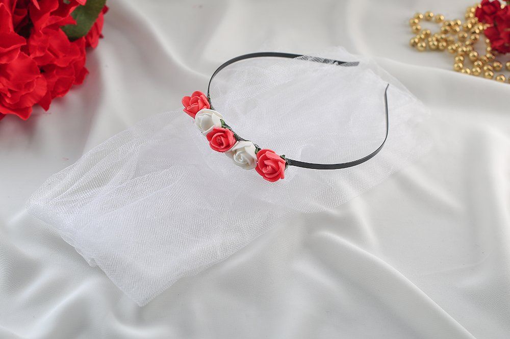 Kına Tacı - Henna Dekoration - Beyaz ve Kırmızı Güller - 5 Stk.