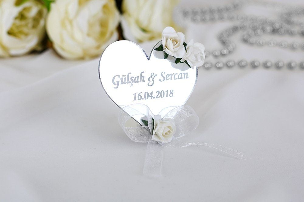 Nikah Şekeri - Hochzeitsgeschenk - Plexi - Kalp - silber