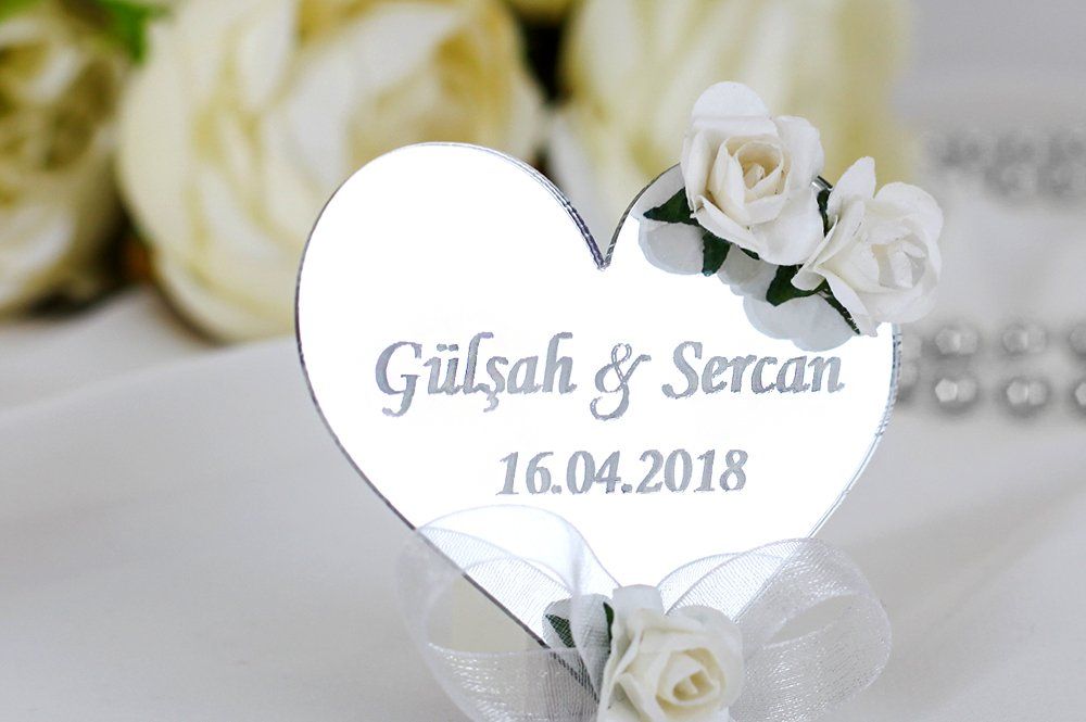 Nikah Şekeri - Hochzeitsgeschenk - Plexi - Kalp - silber