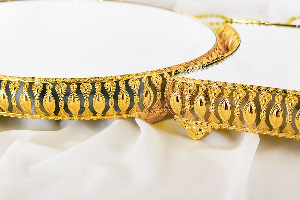 Jardinyer - Hochzeit - Dekoration - Masa Süsleri- 3lü Set - gold