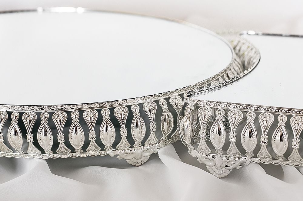 Jardinyer - Hochzeit - Dekoration - Masa Süsleri- 3lü Set - silber
