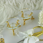 Verlobungstablett | Elegant Ringtablett mit Ringhalter, Schere und Blumendekor | Personalisierbar | rund Acryl