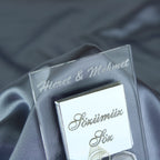 Gastgeschenk mit Schokolade, Blütenband & Perle | Stilvoller Magnet für Hochzeit, Geburtstag, alle Events - Personalisierbar