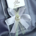Gastgeschenk mit Schokolade, Blütenband & Perle | Stilvoller Magnet für Hochzeit, Geburtstag, alle Events - Personalisierbar
