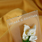 Gastgeschenk mit Dubai Schokolade, Calla-Blüte & Perlen | Graziöser Magnet für Hochzeit, Geburtstag, alle Events - Personalisierbar