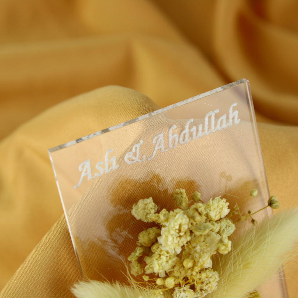 Gastgeschenk mit Schokolade & Trockenblume | Eleganter Magnet für Hochzeit, Geburtstag, alle Events - Personalisierbar