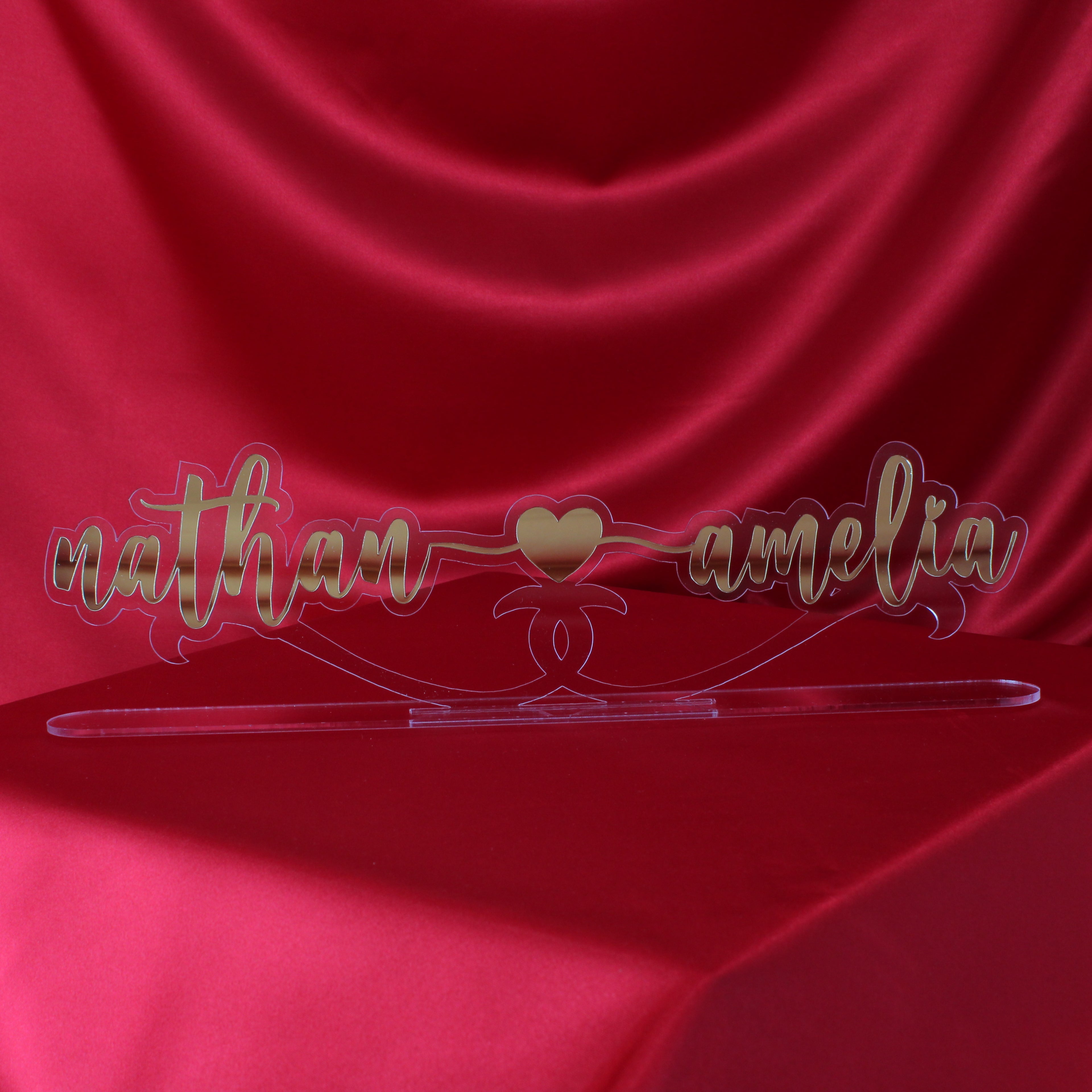 Namensschild - Valentinstag - Liebesband - Verlobungs Namensständer - İsimlik - Acrylglas