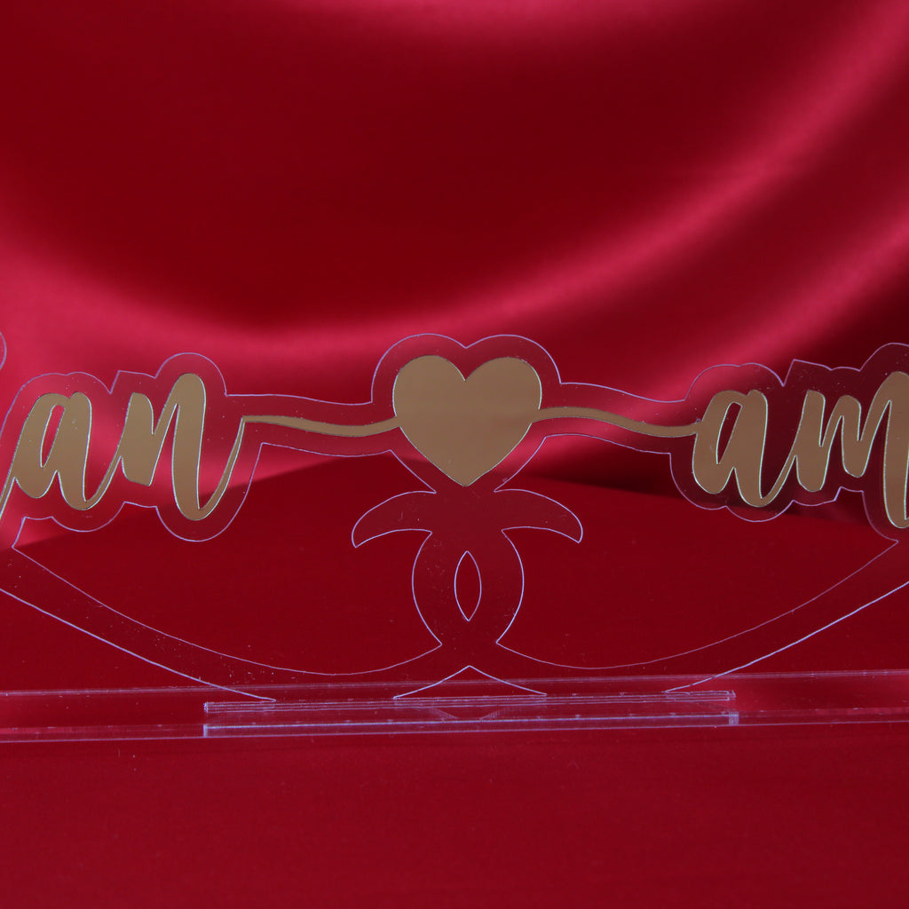 Namensschild - Valentinstag - Liebesband - Verlobungs Namensständer - İsimlik - Acrylglas