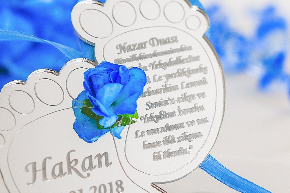 Bebek Şekeri - Babyfeier Gastgeschenk - Plexi Ayaklar - blau