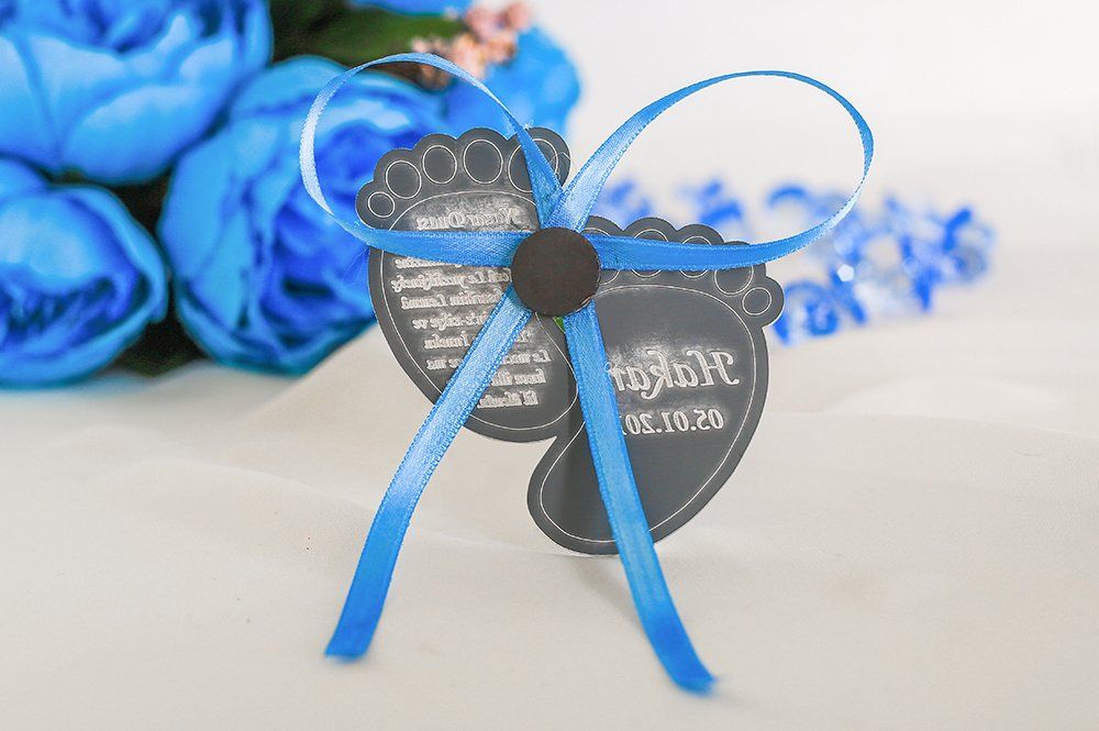 Bebek Şekeri - Babyfeier Gastgeschenk - Plexi Ayaklar - blau