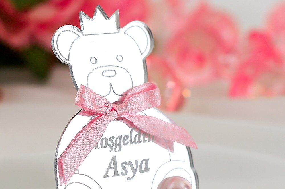 Bebek Şekeri - Babyfeier Gastgeschenk - Plexi Ayicik - rosa