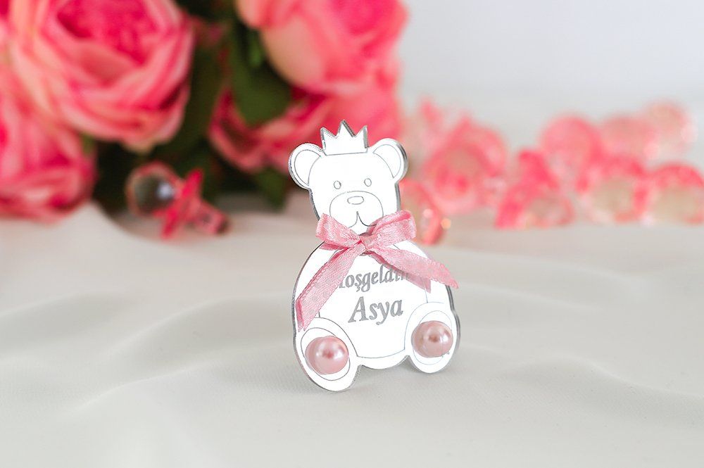 Bebek Şekeri - Babyfeier Gastgeschenk - Plexi Ayicik - rosa