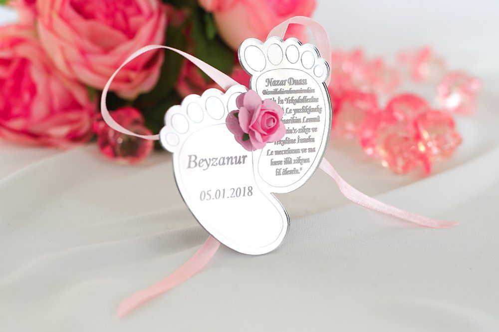 Bebek Şekeri - Babyfeier Gastgeschenk - Plexi Ayaklar - rosa