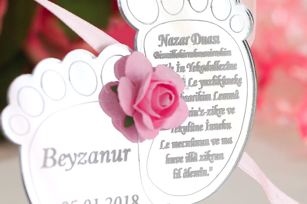 Bebek Şekeri - Babyfeier Gastgeschenk - Plexi Ayaklar - rosa