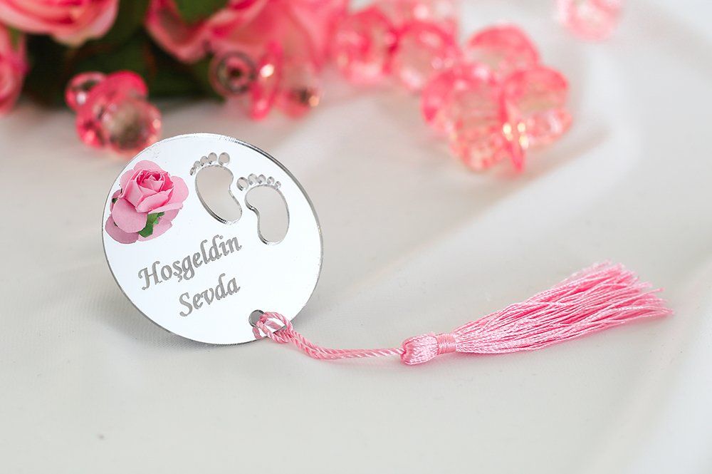 Bebek Şekeri - Babyfeier Gastgeschenk - Plexi Cift Ayak - rosa