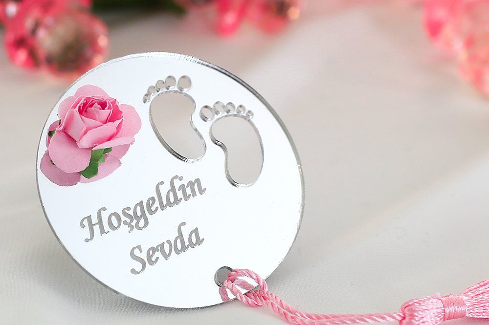 Bebek Şekeri - Babyfeier Gastgeschenk - Plexi Cift Ayak - rosa