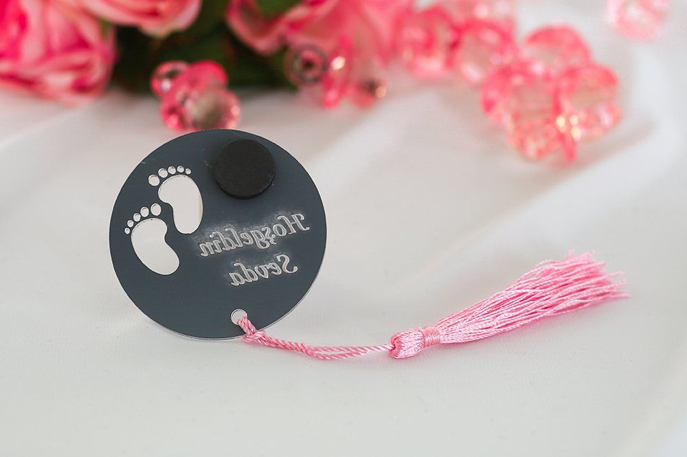 Bebek Şekeri - Babyfeier Gastgeschenk - Plexi Cift Ayak - rosa