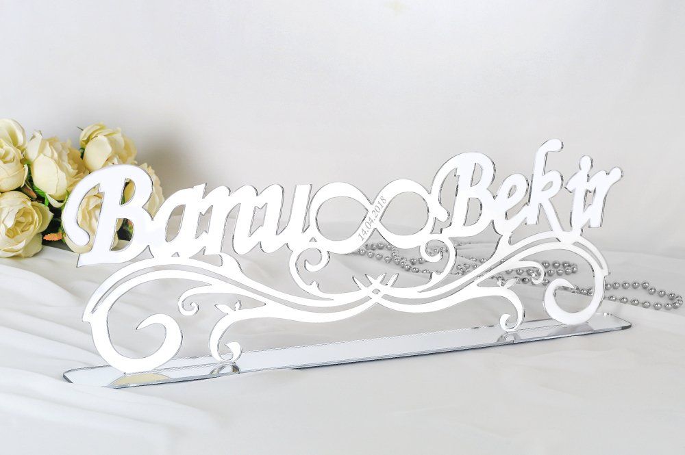 İsimlik - Hochzeits Namensständer - Plexi - Ornament