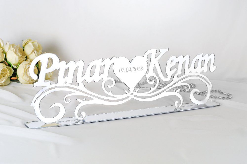 İsimlik - Hochzeits Namensständer - Plexi - Ornament