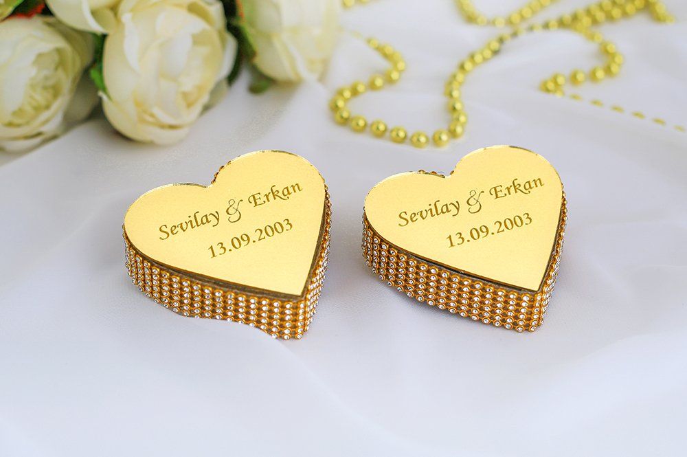 Yüzük Yükseltici - Kalp 2li Set - Cift isimli - gold
