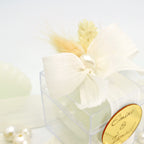 Gastgeschenk | Personalisierbare Muschelkerze mit Perlen & Leinenband – Hochzeit, Verlobung, Babyshower & besondere Anlässe