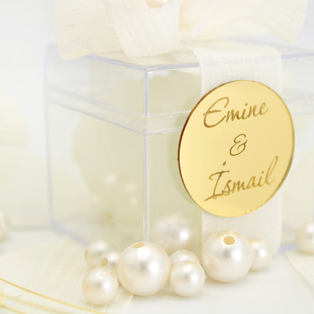 Gastgeschenk | Personalisierbare Muschelkerze mit Perlen & Leinenband – Hochzeit, Verlobung, Babyshower & besondere Anlässe