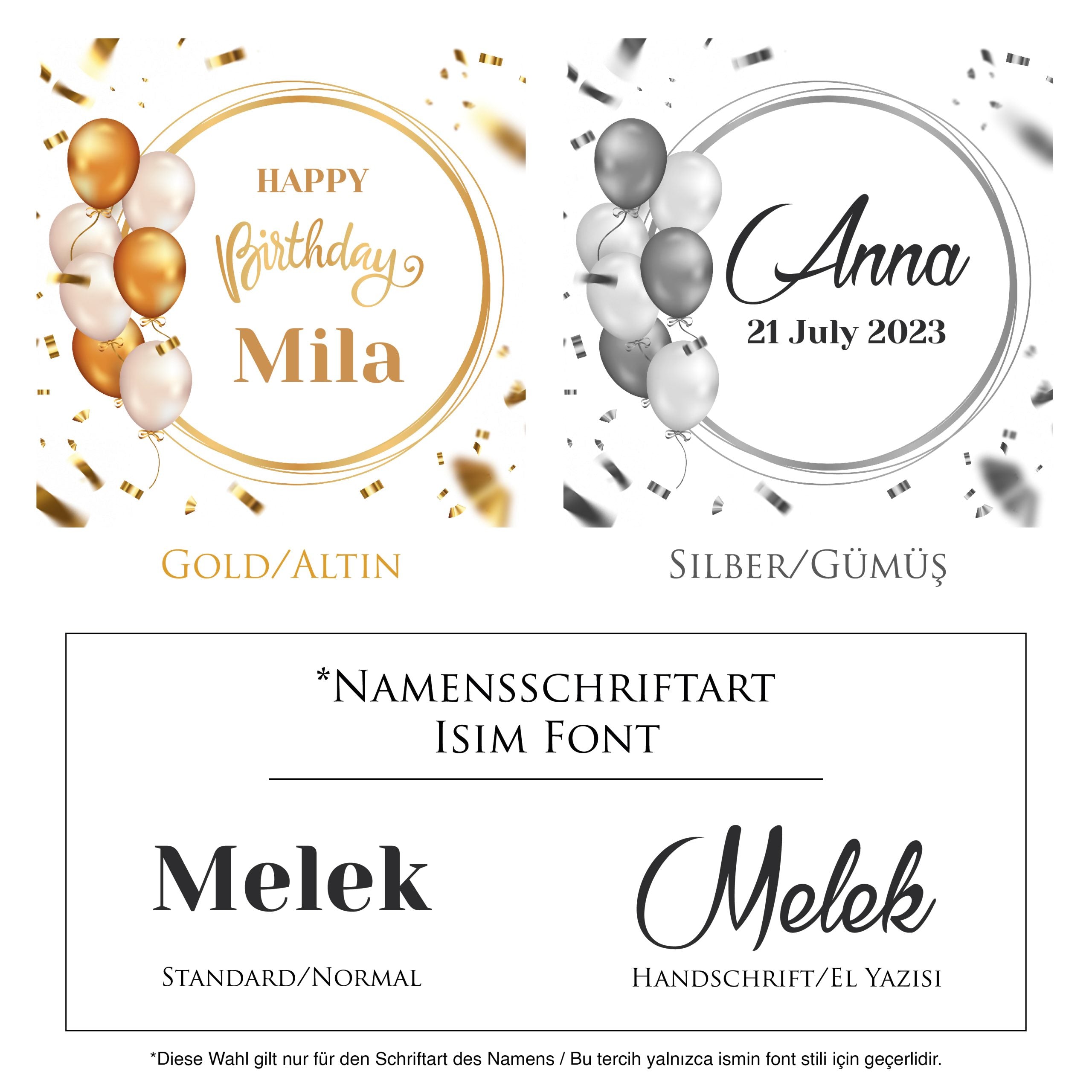 Personalisierte Schokolade - Geburtstag | Ballon & Konfetti Design | Einzigartig & unvergesslich