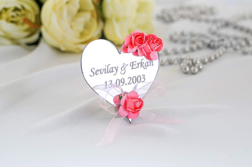Herz mit Rosen - Hochzeitsgeschenk - Acryl Magnet