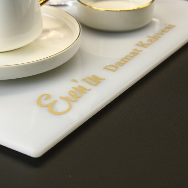 Mokkatablett | Damat Kahve Tepsisi für Verlobung & Brautabend | Personalisierbar | eckiges Acryl – Bild 5