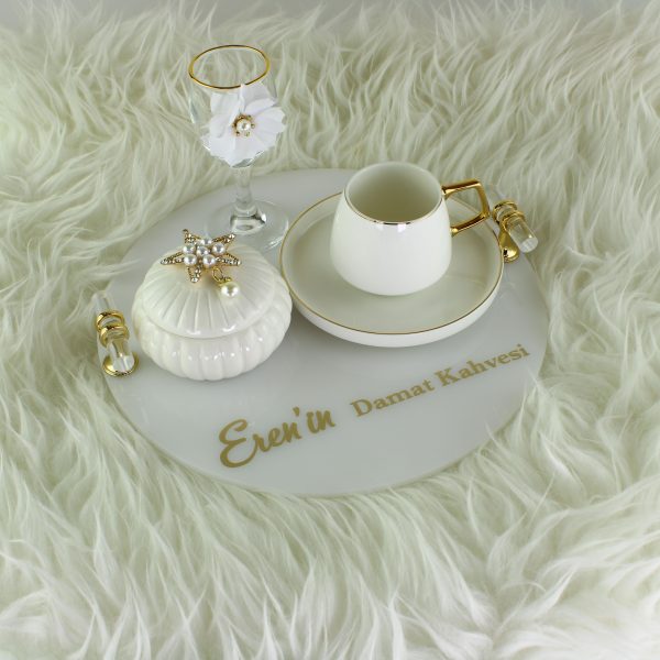 Mokkatablett | Damat Kahve Tepsisi für Verlobung & Brautabend | Personalisierbar | rund Acryl Mokkatablett mokkatablett-rund