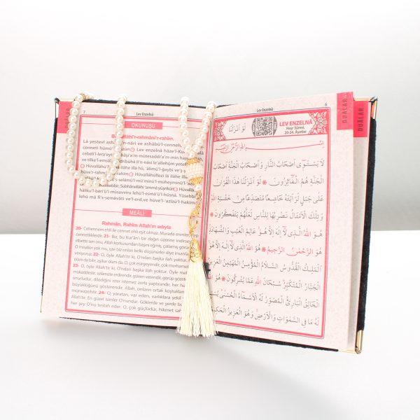 Perlen-Tasbih / Gebetskette & Koran im Organzasäckchen mit personalisierter Gravur – Bild 2